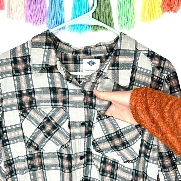 Wild Blue Sadie Robertson Green Plaid Back Patch Upcycled Christmas Shacket XL - Picture 3 of 14